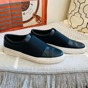 Via Spiga Black Leather Slip-On Sneakers